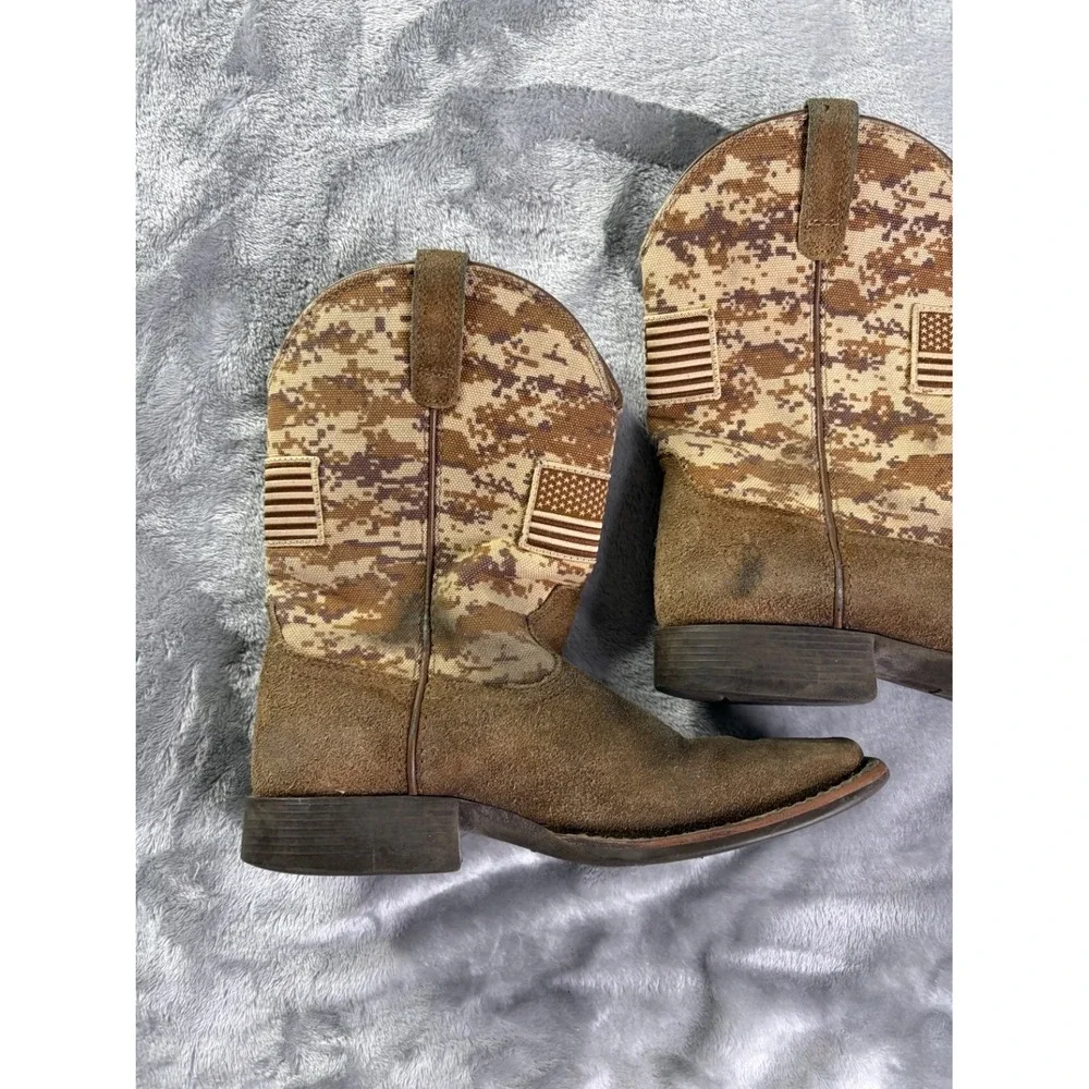 US 3.5 Ariat Sport Patriot kids western cowboy boots American flag patriotic